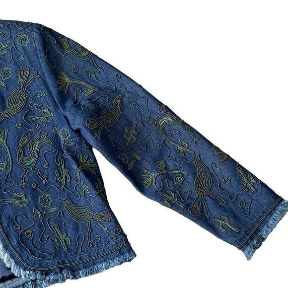 Double D Ranch Beaded Fringed Open Denim Jacket SMALL - Picture 9 of 16